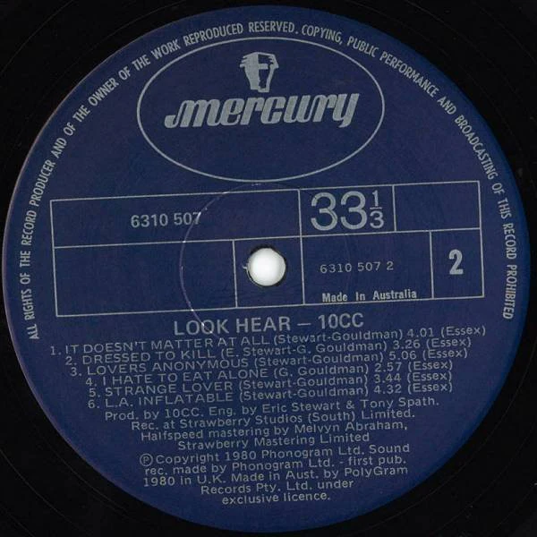 10cc – Look Hear? (E/VG+) – LP, AU 1980 - Image 4