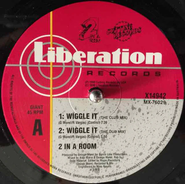 2 In A Room – Wiggle It (VG+/Generic) – 12", AU 1990
