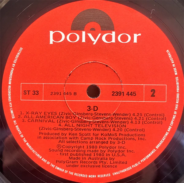 3-D – 3-D (E/VG+) – LP, AU 1980 - Image 6