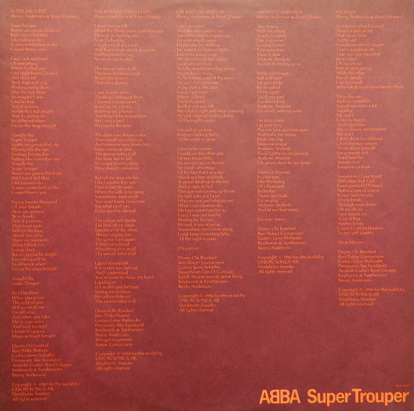 ABBA – Super Trouper = スーパー・トゥルーパー (VG/VG+) – LP, JP 1980, No OBI - Image 10