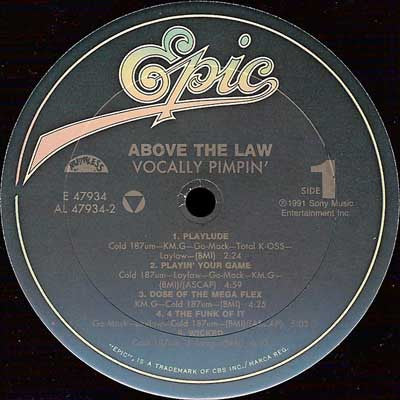 Above The Law – Vocally Pimpin' (VG/VG+) – 12", US 1991 - Image 3