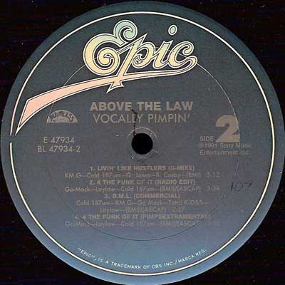Above The Law – Vocally Pimpin' (VG/VG+) – 12", US 1991 - Image 4