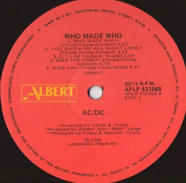 AC/DC – Who Made Who (VG/VG+) – LP, AU 1986 - Image 3