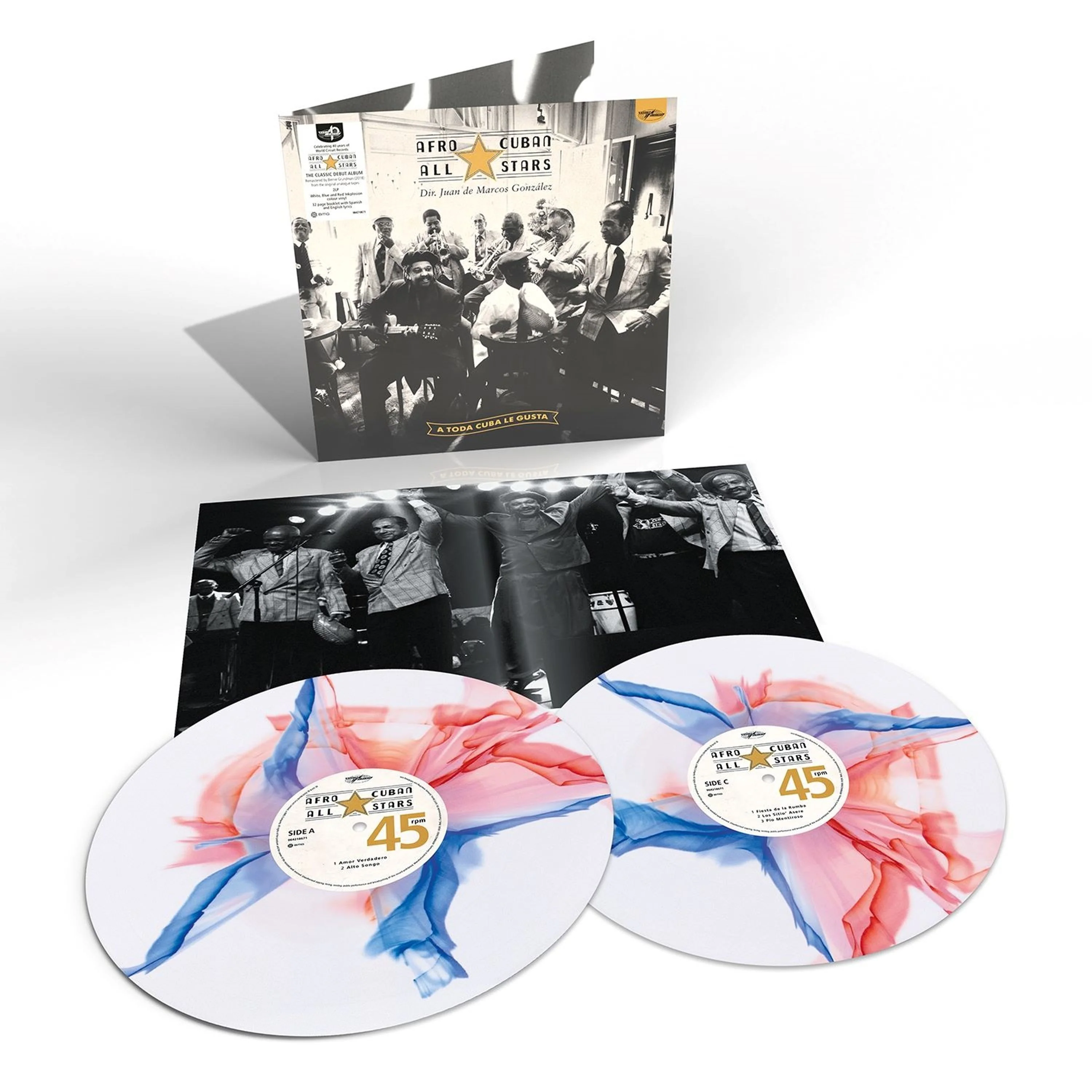 Afro-Cuban All Stars – A Toda Cuba Le Gusta (2xLP, 30th Anniversary, White, Blue & Red Inkplosion) - Image 2