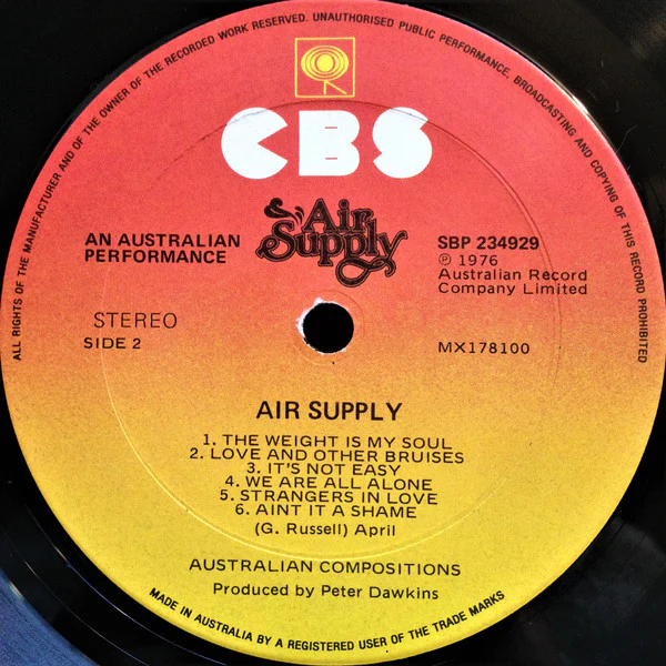 Air Supply – Air Supply (VG+/VG+) – LP, AU 1976 - Image 7