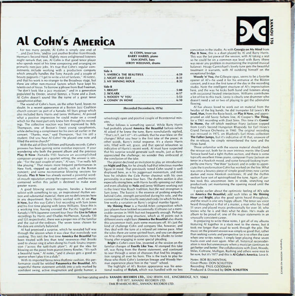 Al Cohn – Al Cohn's America (VG+/VG+) – LP, US 1977 - Image 2