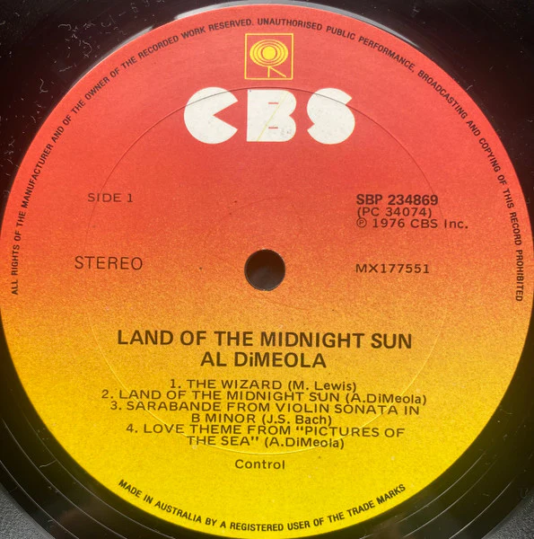 Al Di Meola – Land Of The Midnight Sun (VG+/VG+) – LP, AU 1976 - Image 4