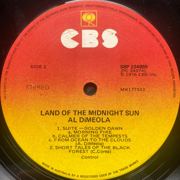 Al Di Meola – Land Of The Midnight Sun (VG+/VG+) – LP, AU 1976 - Image 5