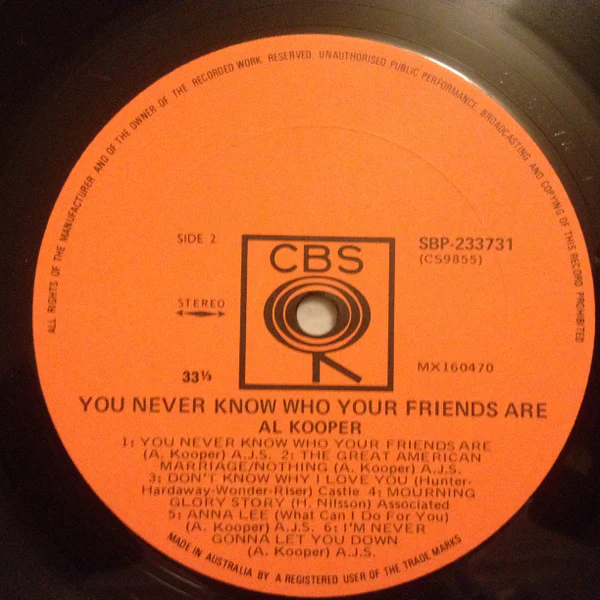 Al Kooper – You Never Know Who Your Friends Are (VG/VG+) – LP, AU 1969 - Image 3