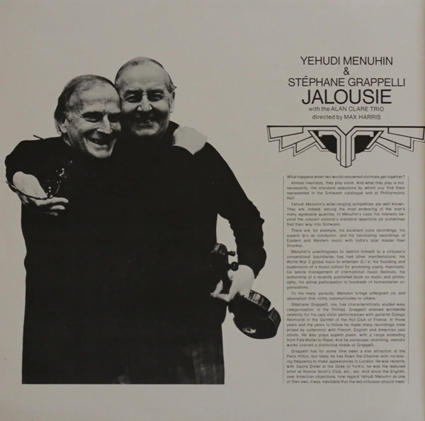 Yehudi Menuhin, Stéphane Grappelli, Alan Clare Trio – Jalousie (VG+/VG) – LP, AU 1973 - Image 3
