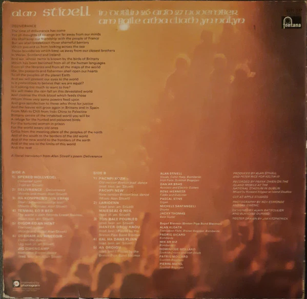 Alan Stivell – In Dublin - Am Baile Atha Cliath Yn Nulyn (VG+/VG+) – LP, UK 1975 - Image 2