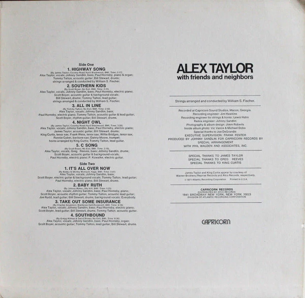 Alex Taylor – Alex Taylor With Friends And Neighbors (VG/VG) – LP, US 1971 - Image 3