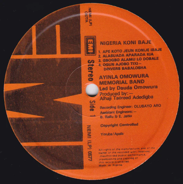 Alhaji Ayinla Omowura Memorial Band – Nigeria Koni Baje (VG+/VG) – LP, NG - Image 5