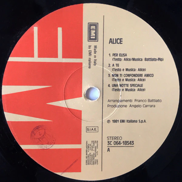 Alice – Alice (VG+/VG+) – LP, IT 1981 - Image 3