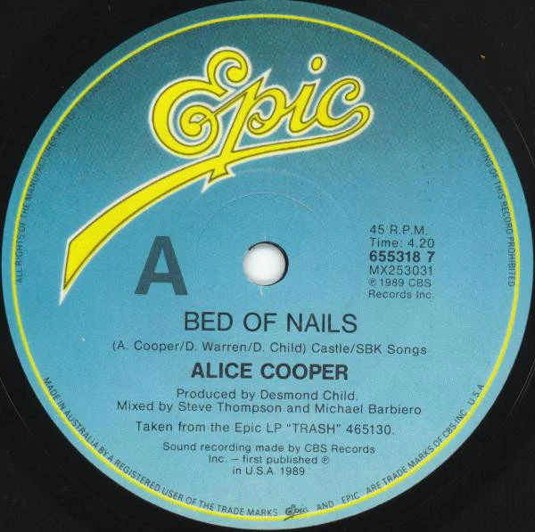 Alice Cooper – Bed Of Nails (VG/VG+) – 7", AU 1989 - Image 3