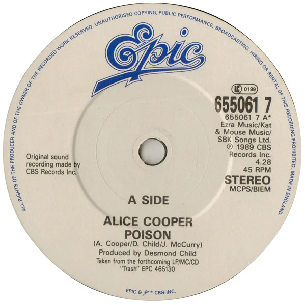 Alice Cooper – Poison (VG+/VG+) – 7", UK 1989 - Image 3