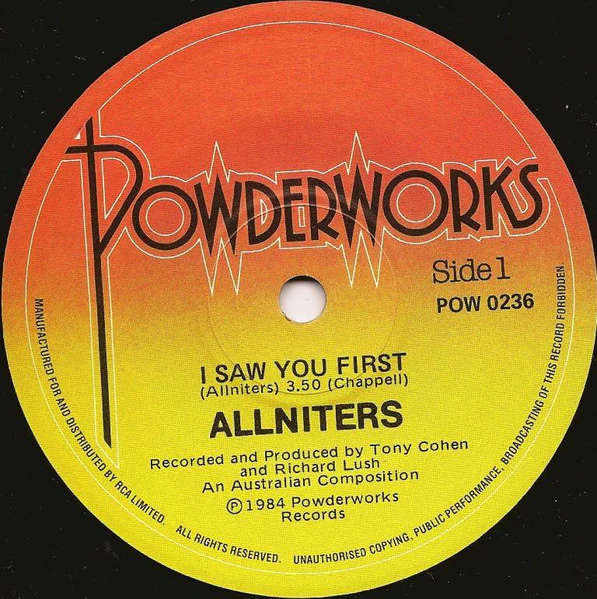 Allniters – I Saw You First (VG/VG) – 7", AU 1984 - Image 3