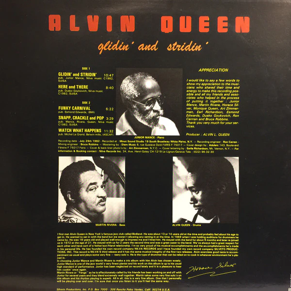 Alvin Queen – Glidin' And Stridin' (VG+/VG+) – LP, CH 1982 - Image 2