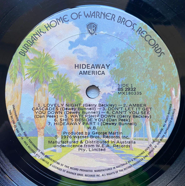 America – Hideaway (VG+/VG+) – LP, AU 1976 - Image 3