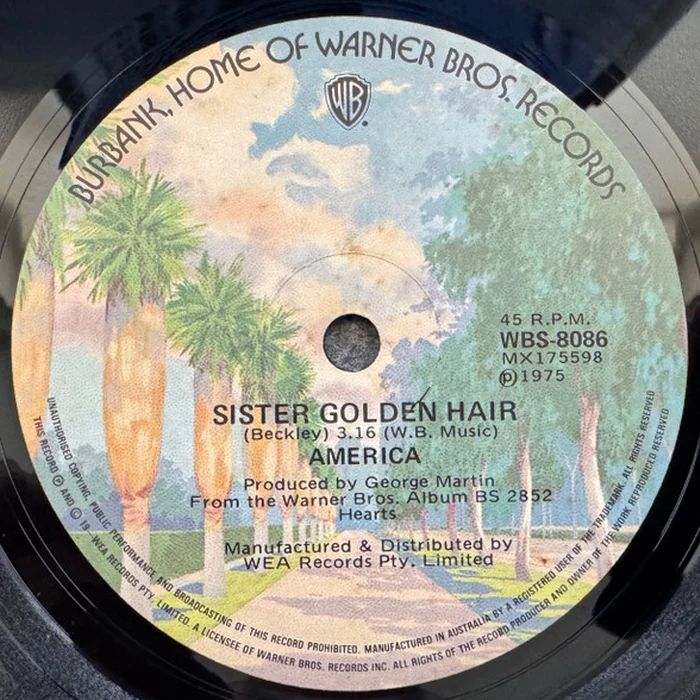 America – Sister Golden Hair (E/Generic) – 7", AU 1975