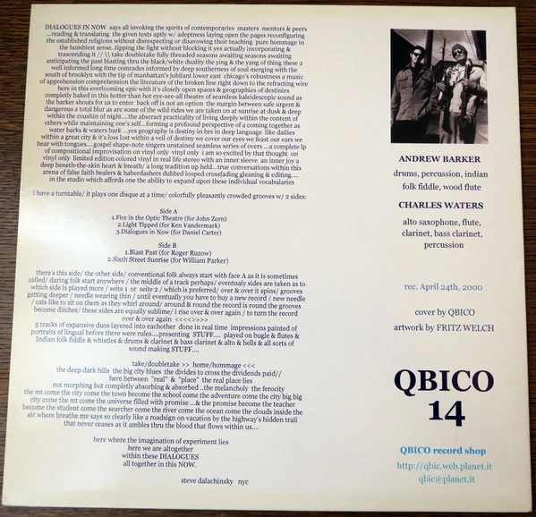 Andrew Barker / Charles Waters Duo – Dialogues In Now (NM/VG+) – LP, IT 2004 - Image 3