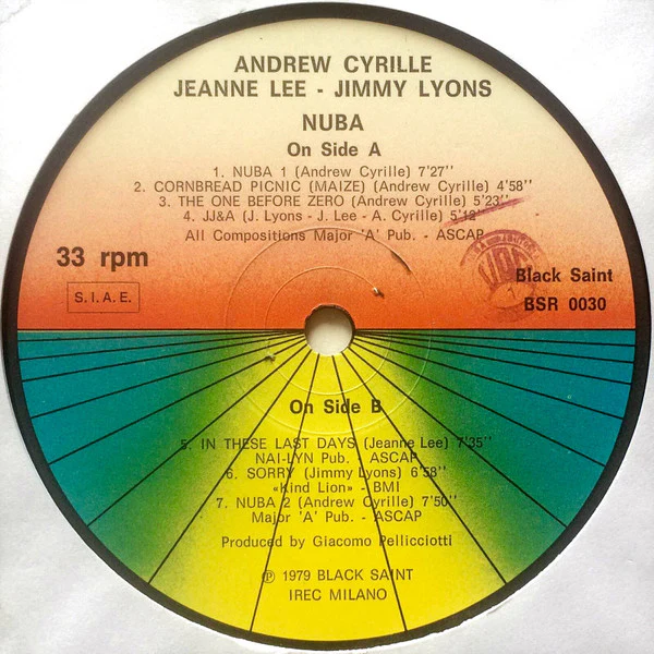 Andrew Cyrille, Jeanne Lee, Jimmy Lyons – Nuba (VG/VG) – LP, IT 1979 - Image 4