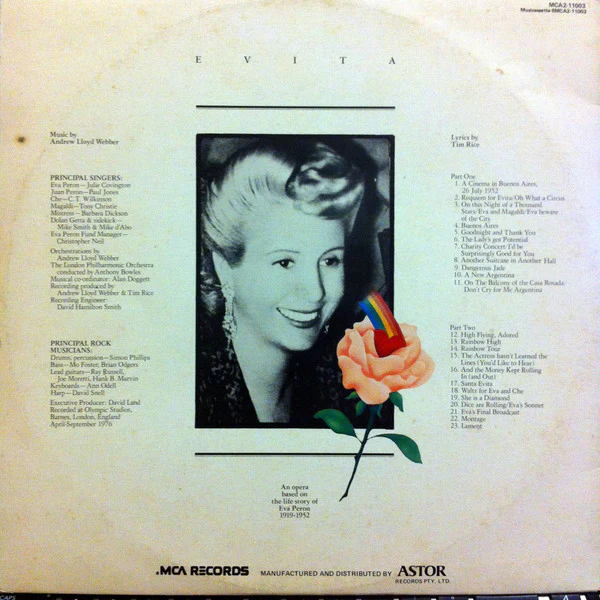 Andrew Lloyd Webber, Tim Rice – Evita (VG+/VG+) – 2xLP, AU 1976 - Image 3