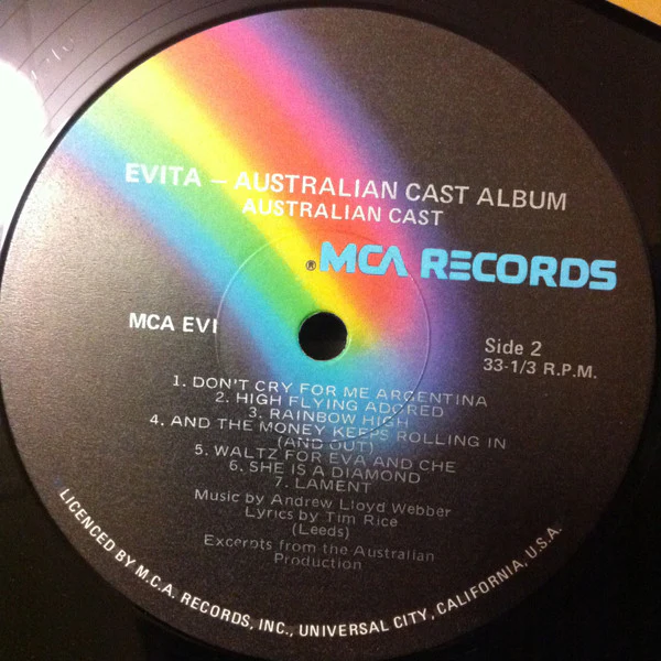 Andrew Lloyd Webber, Tim Rice – Evita Premiere Australian Cast Recording (Excerpts From The Australian Production) (VG+/VG+) – LP, AU - Image 7