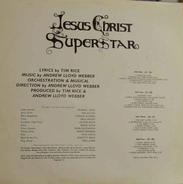 Andrew Lloyd Webber, Tim Rice – Jesus Christ Superstar (A Rock Opera) (VG/VG) – 2xLP, AU 1970 - Image 2