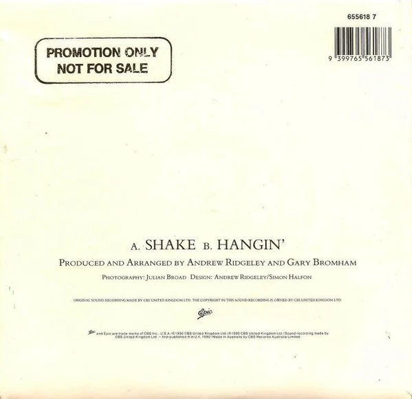 Andrew Ridgeley – Shake (VG+/VG+) – 7", AU 1990 - Image 2