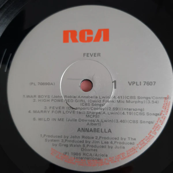 Annabella Lwin – Fever (VG+/VG+) – LP, AU 1986 - Image 3