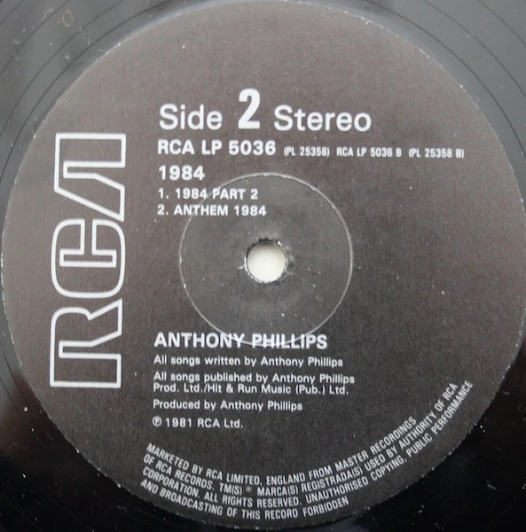 Anthony Phillips – 1984 (VG+/VG+) – LP, UK 1981 - Image 4