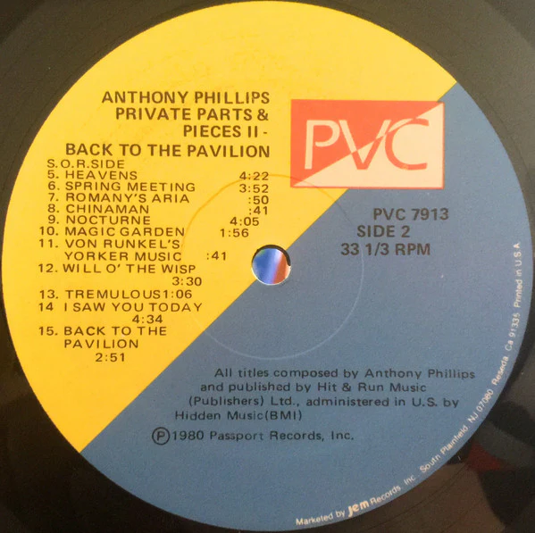 Anthony Phillips – Private Parts & Pieces II: Back To The Pavilion (VG+/VG+) – LP, US 1980 - Image 4