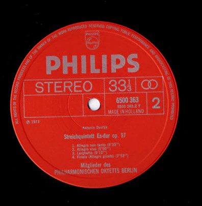 Antonín Dvořák, Stephen Bishop, Philharmonisches Oktett Berlin – Klavierquintett Op.81 / Streichquintett Op.97 (VG/VG+) – LP, DE 1973 - Image 3