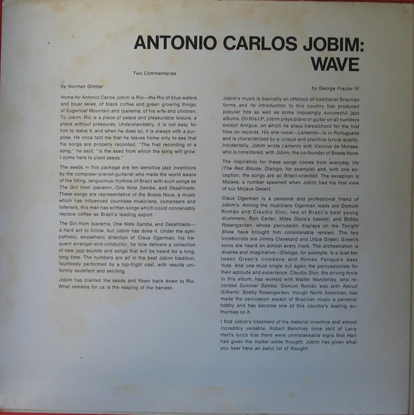 Antonio Carlos Jobim – Wave (VG+/VG) – LP, ES 1976 - Image 2