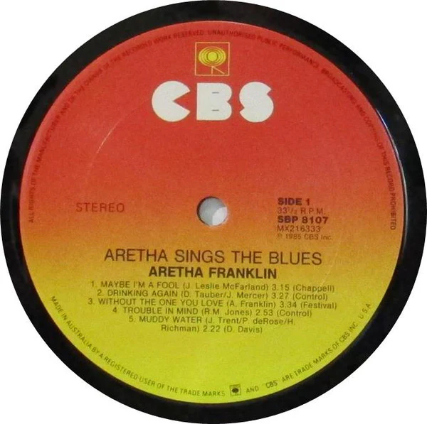Aretha Franklin – Aretha Sings The Blues (E/VG+) – LP, AU - Image 3