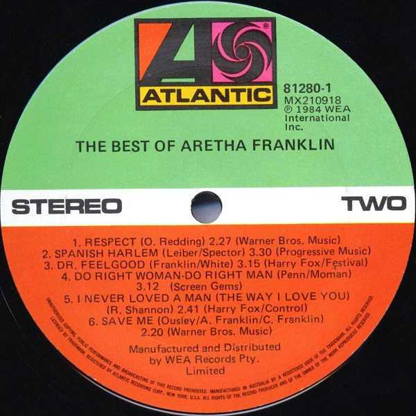 Aretha Franklin – The Best Of Aretha Franklin (VG/VG) – LP, AU 1984 - Image 4