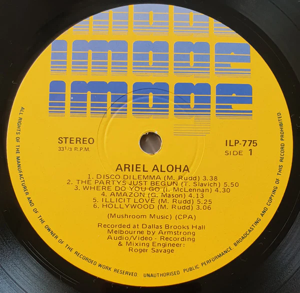 Ariel – Aloha (VG+/VG+) – LP, AU 1977 - Image 3