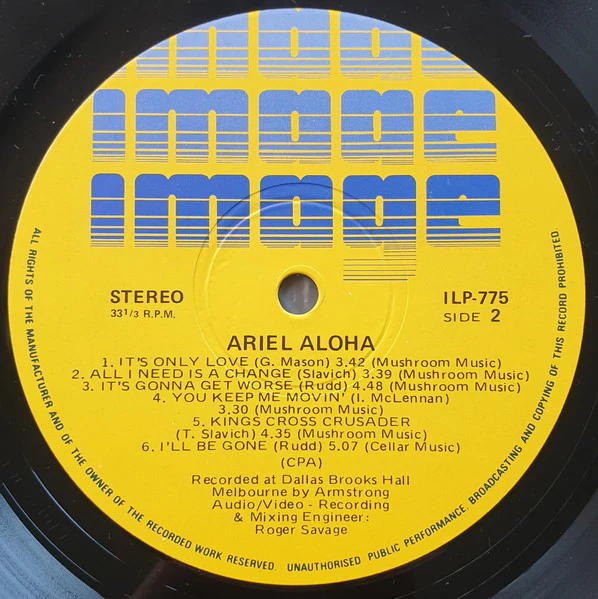 Ariel – Aloha (VG+/VG+) – LP, AU 1977 - Image 4