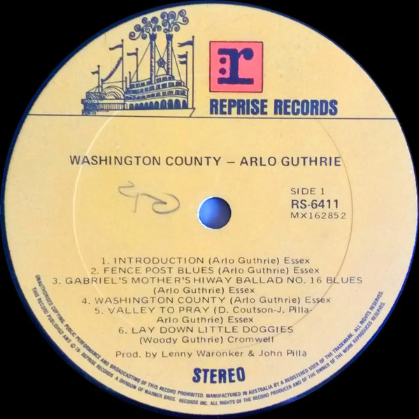 Arlo Guthrie – Washington County (VG+/VG+) – LP, AU 1970 - Image 3