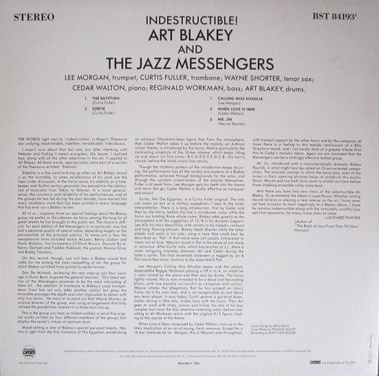 Art Blakey & The Jazz Messengers – Indestructible (VG+/VG+) – LP, FR 1985 - Image 2