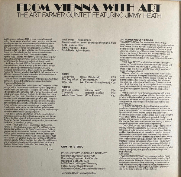 Art Farmer Quintet, Jimmy Heath – From Vienna With Art (VG+/VG) – LP, DE 1971 - Image 2