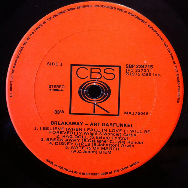 Art Garfunkel – Breakaway (VG+/VG+) – LP, AU 1975 - Image 6
