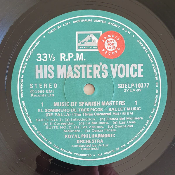 Artur Rodzinski, Royal Philharmonic Orchestra – Music Of Spanish Masters (VG+/VG+) – LP, AU - Image 3
