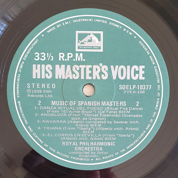 Artur Rodzinski, Royal Philharmonic Orchestra – Music Of Spanish Masters (VG+/VG+) – LP, AU - Image 4