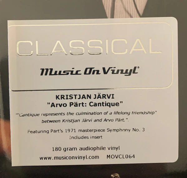 Arvo Pärt, Kristjan Järvi – Cantique (E/NM) – LP, EU 2021 - Image 3