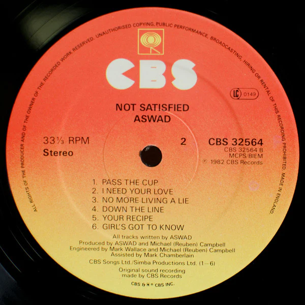 Aswad – Not Satisfied (VG/VG+) – LP, UK - Image 4