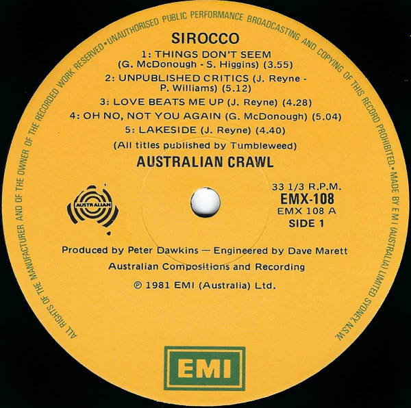 Australian Crawl – Sirocco (VG+/VG+) – LP, AU 1981 - Image 5