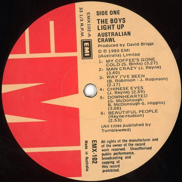Australian Crawl – The Boys Light Up (VG+/VG+) – LP, AU 1980 - Image 5