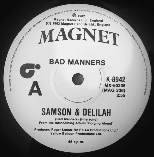 Bad Manners – Samson & Delilah (E/Generic) – 7", AU 1982